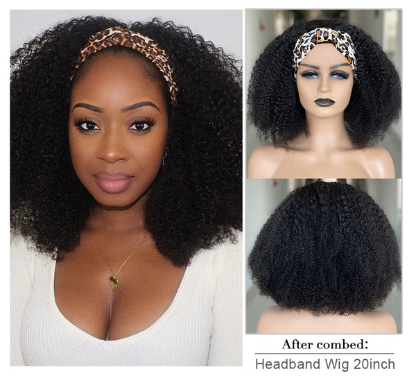 Afro Kinky Curly Silk Headband Wig