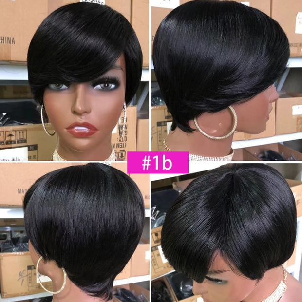 Short Pixie Cut Straight Bob Wig With Bangs