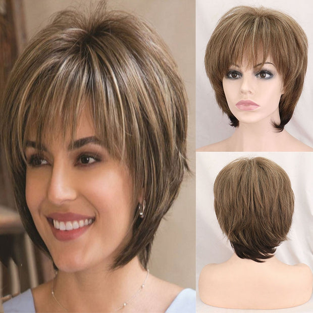 Synthetic Mixed Blonde Short Wig